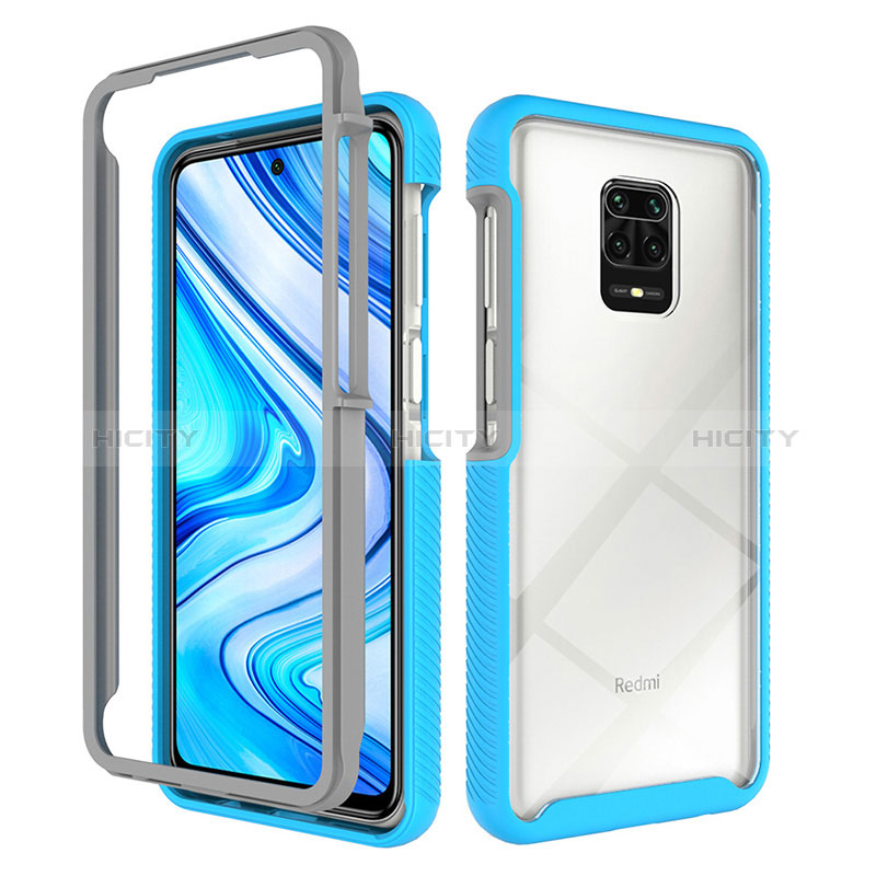 Silikon Schutzhülle Rahmen Tasche Hülle Durchsichtig Transparent 360 Grad Ganzkörper ZJ4 für Xiaomi Redmi Note 9 Pro groß