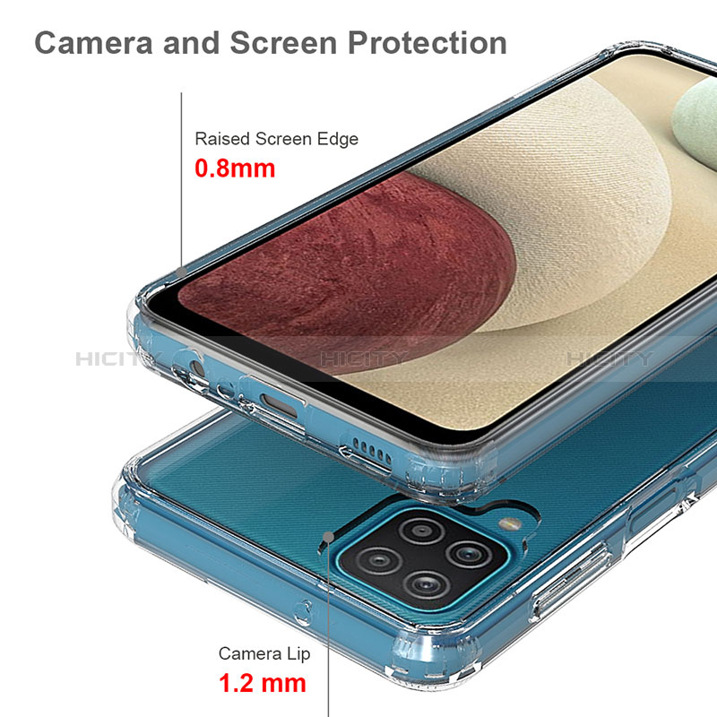 Silikon Schutzhülle Rahmen Tasche Hülle Durchsichtig Transparent 360 Grad Ganzkörper ZJ5 für Samsung Galaxy A12 Nacho