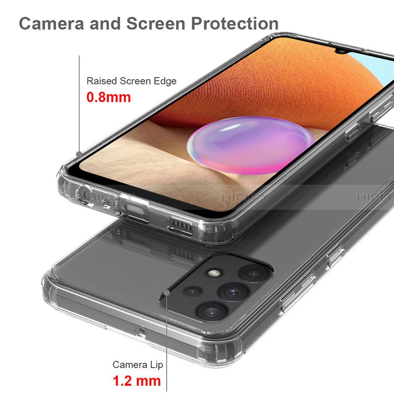 Silikon Schutzhülle Rahmen Tasche Hülle Durchsichtig Transparent 360 Grad Ganzkörper ZJ5 für Samsung Galaxy A32 4G