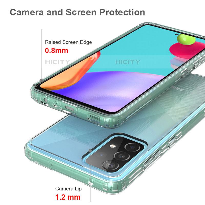 Silikon Schutzhülle Rahmen Tasche Hülle Durchsichtig Transparent 360 Grad Ganzkörper ZJ5 für Samsung Galaxy A52 4G groß