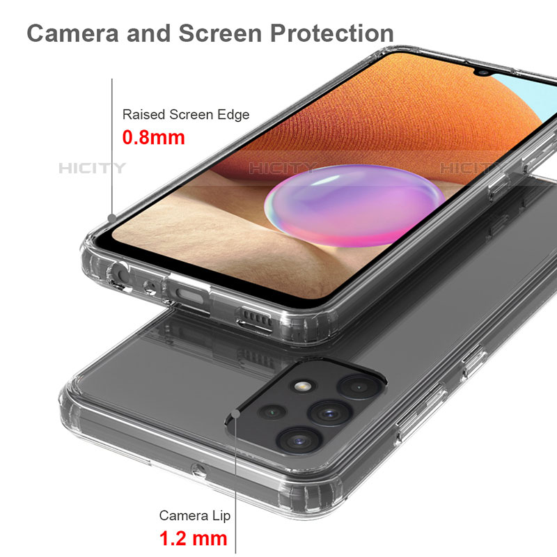 Silikon Schutzhülle Rahmen Tasche Hülle Durchsichtig Transparent 360 Grad Ganzkörper ZJ5 für Samsung Galaxy M32 5G