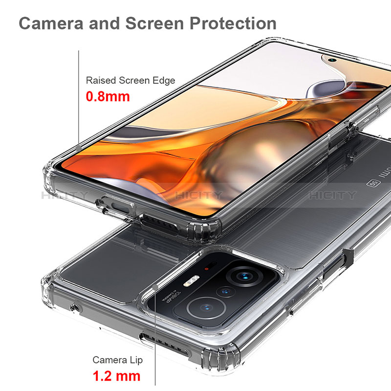 Silikon Schutzhülle Rahmen Tasche Hülle Durchsichtig Transparent 360 Grad Ganzkörper ZJ5 für Xiaomi Mi 11T Pro 5G groß