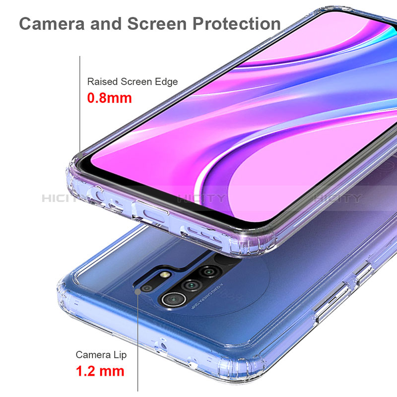 Silikon Schutzhülle Rahmen Tasche Hülle Durchsichtig Transparent 360 Grad Ganzkörper ZJ5 für Xiaomi Poco M2 groß