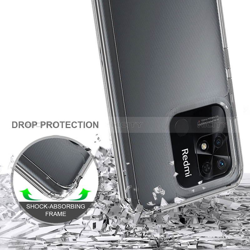 Silikon Schutzhülle Rahmen Tasche Hülle Durchsichtig Transparent 360 Grad Ganzkörper ZJ5 für Xiaomi Redmi 10 India