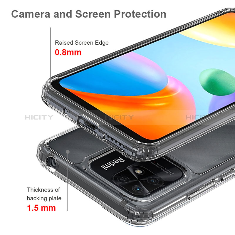 Silikon Schutzhülle Rahmen Tasche Hülle Durchsichtig Transparent 360 Grad Ganzkörper ZJ5 für Xiaomi Redmi 10 Power