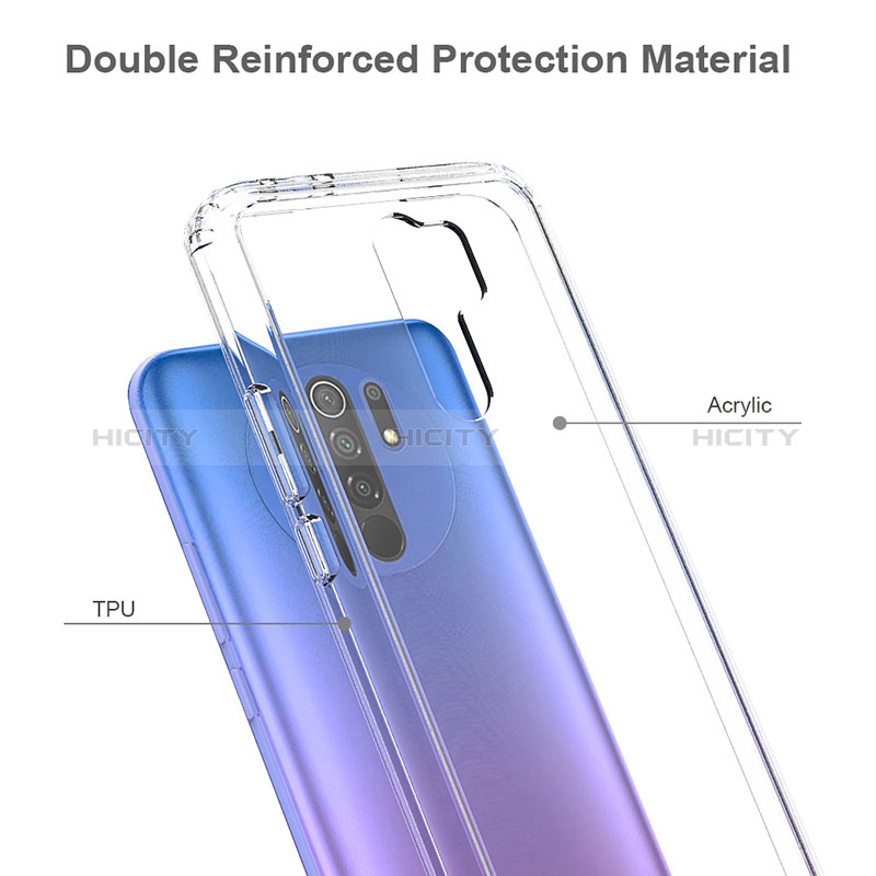 Silikon Schutzhülle Rahmen Tasche Hülle Durchsichtig Transparent 360 Grad Ganzkörper ZJ5 für Xiaomi Redmi 9