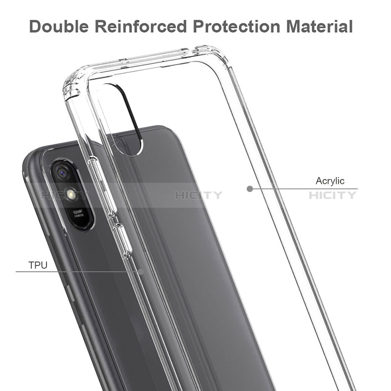 Silikon Schutzhülle Rahmen Tasche Hülle Durchsichtig Transparent 360 Grad Ganzkörper ZJ5 für Xiaomi Redmi 9A groß