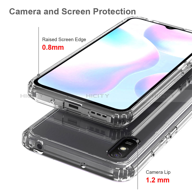 Silikon Schutzhülle Rahmen Tasche Hülle Durchsichtig Transparent 360 Grad Ganzkörper ZJ5 für Xiaomi Redmi 9i