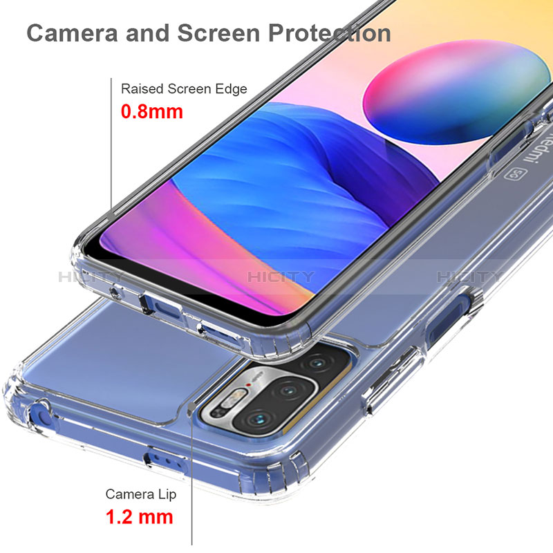 Silikon Schutzhülle Rahmen Tasche Hülle Durchsichtig Transparent 360 Grad Ganzkörper ZJ5 für Xiaomi Redmi Note 10 5G groß