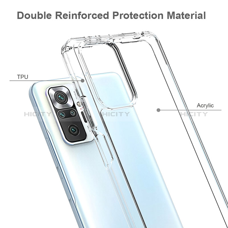 Silikon Schutzhülle Rahmen Tasche Hülle Durchsichtig Transparent 360 Grad Ganzkörper ZJ5 für Xiaomi Redmi Note 10 Pro 4G