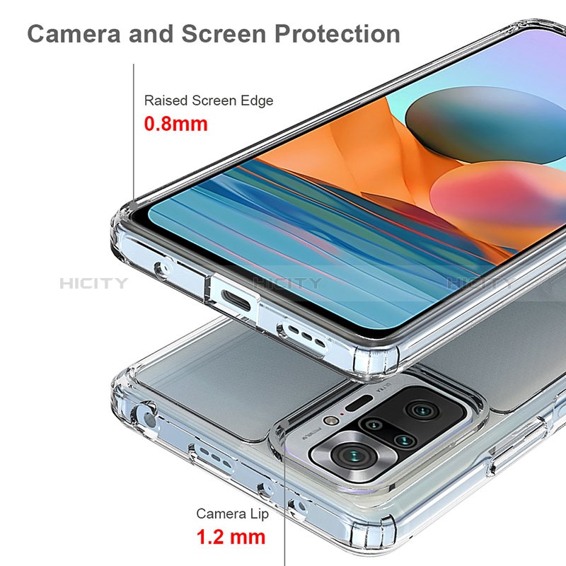Silikon Schutzhülle Rahmen Tasche Hülle Durchsichtig Transparent 360 Grad Ganzkörper ZJ5 für Xiaomi Redmi Note 10 Pro 4G groß
