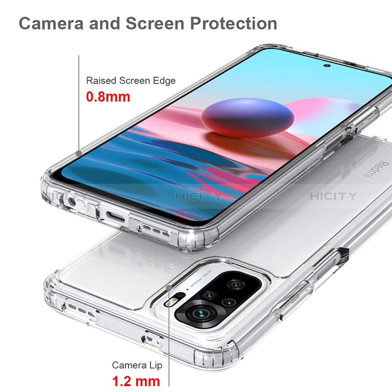 Silikon Schutzhülle Rahmen Tasche Hülle Durchsichtig Transparent 360 Grad Ganzkörper ZJ5 für Xiaomi Redmi Note 10S 4G