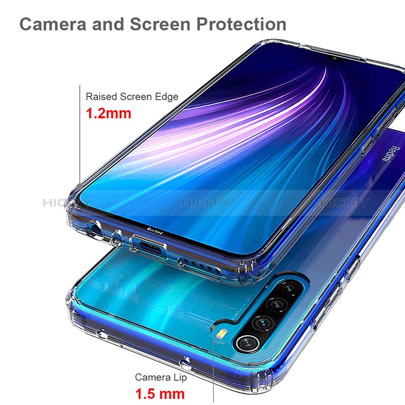 Silikon Schutzhülle Rahmen Tasche Hülle Durchsichtig Transparent 360 Grad Ganzkörper ZJ5 für Xiaomi Redmi Note 8 (2021)