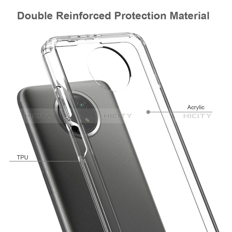 Silikon Schutzhülle Rahmen Tasche Hülle Durchsichtig Transparent 360 Grad Ganzkörper ZJ5 für Xiaomi Redmi Note 9 5G groß