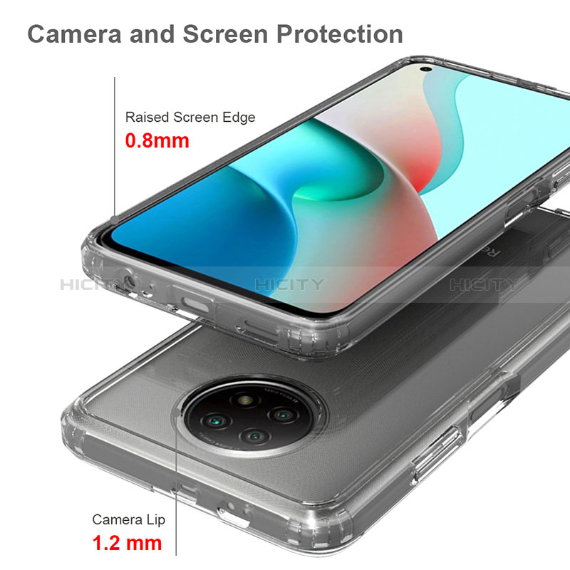 Silikon Schutzhülle Rahmen Tasche Hülle Durchsichtig Transparent 360 Grad Ganzkörper ZJ5 für Xiaomi Redmi Note 9 5G groß