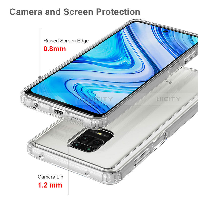 Silikon Schutzhülle Rahmen Tasche Hülle Durchsichtig Transparent 360 Grad Ganzkörper ZJ5 für Xiaomi Redmi Note 9 Pro Max