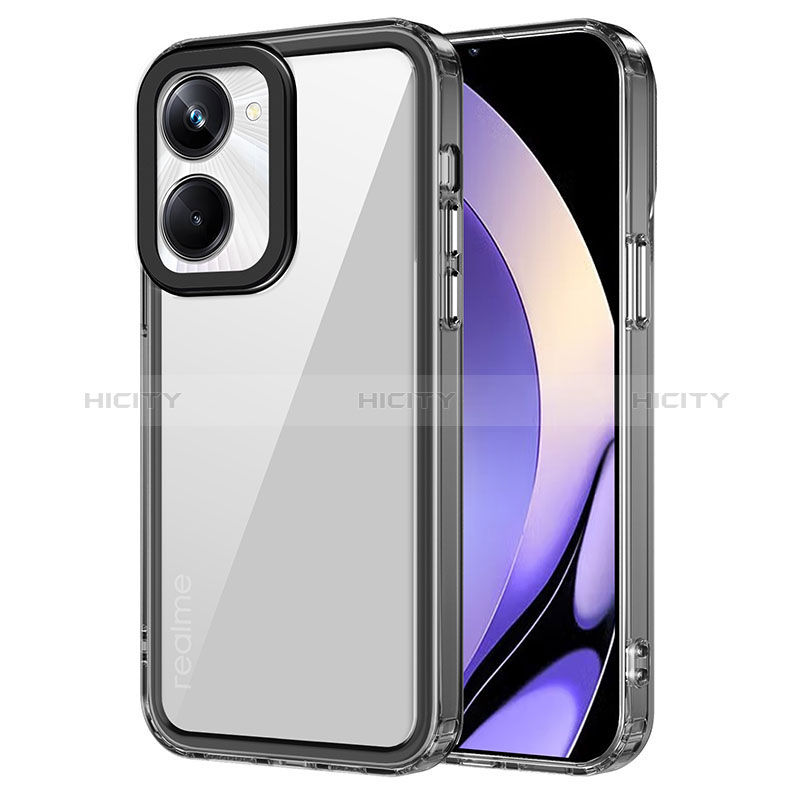 Silikon Schutzhülle Rahmen Tasche Hülle Durchsichtig Transparent AC1 für Realme 10 Pro 5G Schwarz