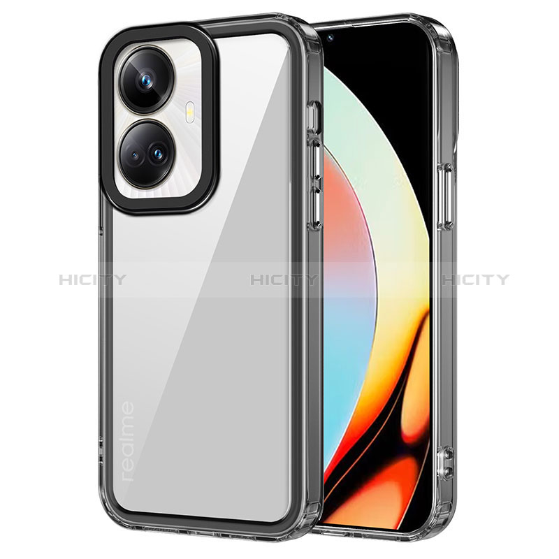 Silikon Schutzhülle Rahmen Tasche Hülle Durchsichtig Transparent AC1 für Realme 10 Pro+ Plus 5G Schwarz Plus