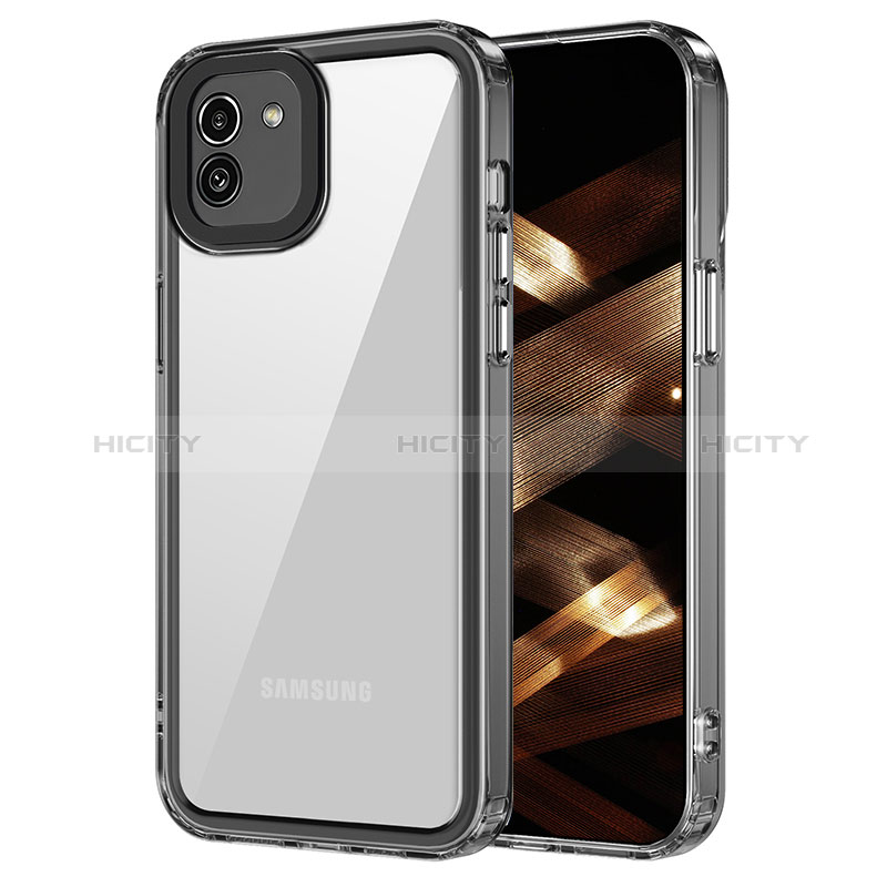 Silikon Schutzhülle Rahmen Tasche Hülle Durchsichtig Transparent AC1 für Samsung Galaxy A03 Schwarz Plus