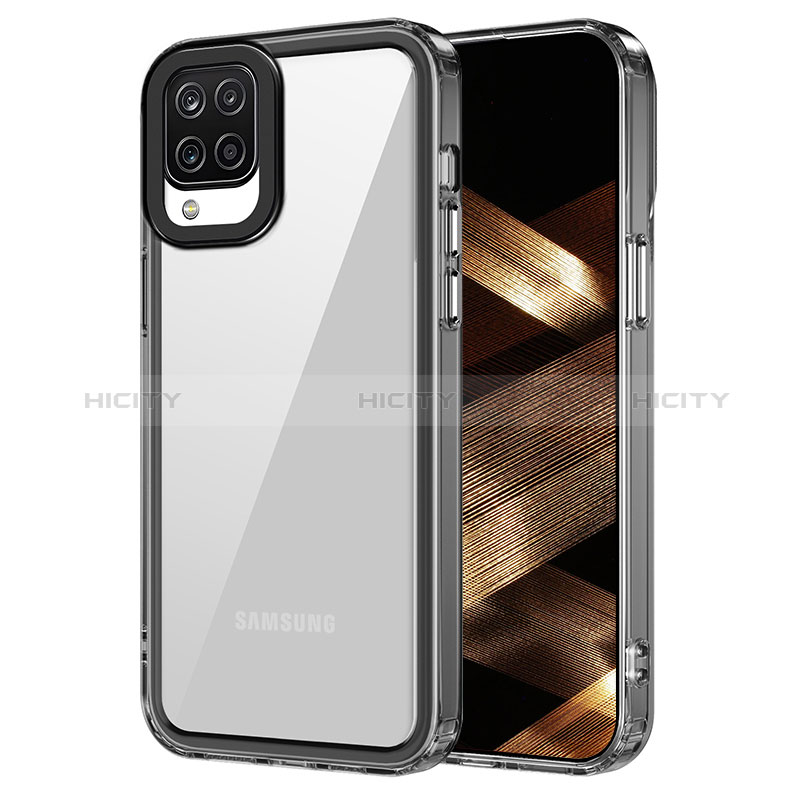 Silikon Schutzhülle Rahmen Tasche Hülle Durchsichtig Transparent AC1 für Samsung Galaxy A12 Nacho Schwarz