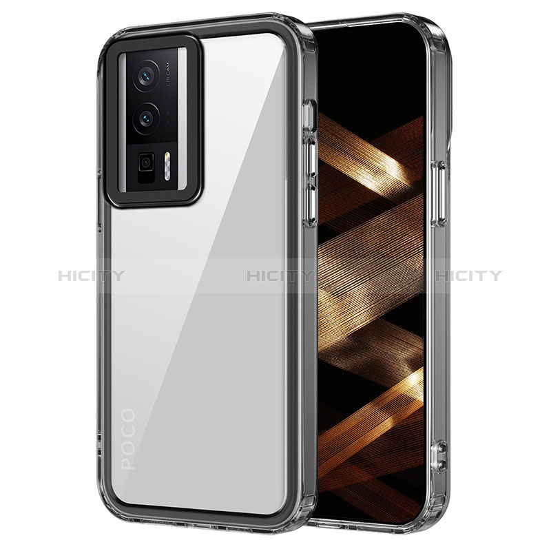 Silikon Schutzhülle Rahmen Tasche Hülle Durchsichtig Transparent AC1 für Xiaomi Poco F5 Pro 5G Schwarz