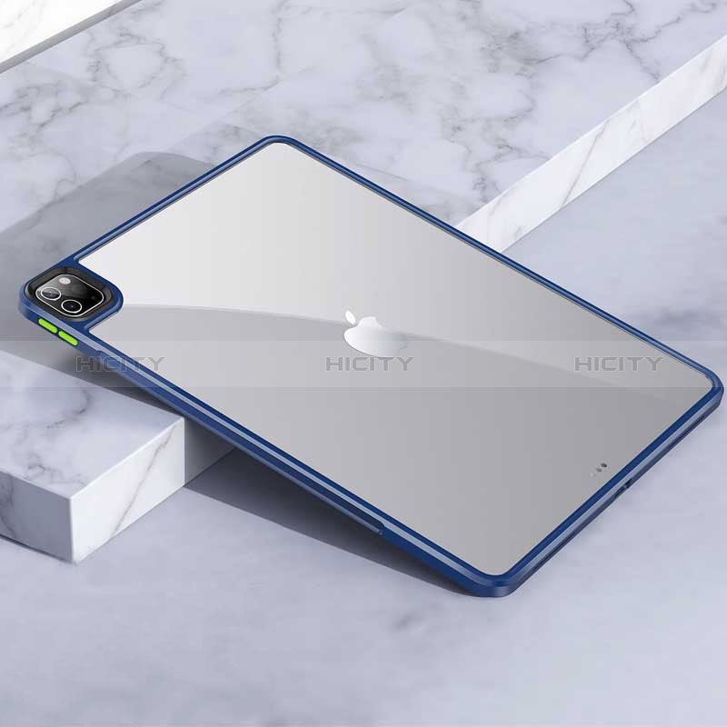 Silikon Schutzhülle Rahmen Tasche Hülle Durchsichtig Transparent für Apple iPad Pro 11 (2022) Blau Plus