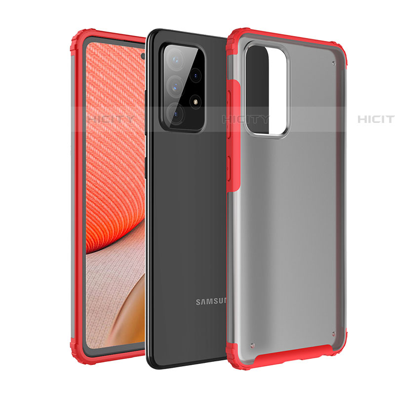 Silikon Schutzhülle Rahmen Tasche Hülle Durchsichtig Transparent für Samsung Galaxy A72 4G Rot