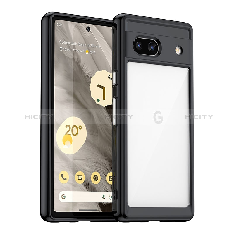 Silikon Schutzhülle Rahmen Tasche Hülle Durchsichtig Transparent J01S für Google Pixel 7a 5G Schwarz Plus