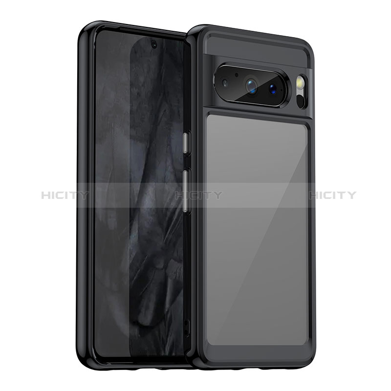 Silikon Schutzhülle Rahmen Tasche Hülle Durchsichtig Transparent J01S für Google Pixel 8 Pro 5G Schwarz