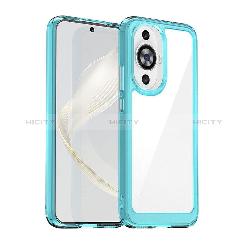 Silikon Schutzhülle Rahmen Tasche Hülle Durchsichtig Transparent J01S für Huawei Nova 11 Blau