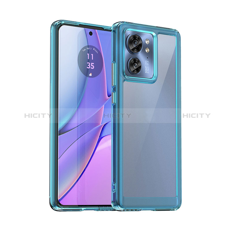 Silikon Schutzhülle Rahmen Tasche Hülle Durchsichtig Transparent J01S für Motorola Moto Edge (2023) 5G Cyan