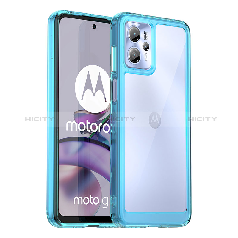 Silikon Schutzhülle Rahmen Tasche Hülle Durchsichtig Transparent J01S für Motorola Moto G23 Blau