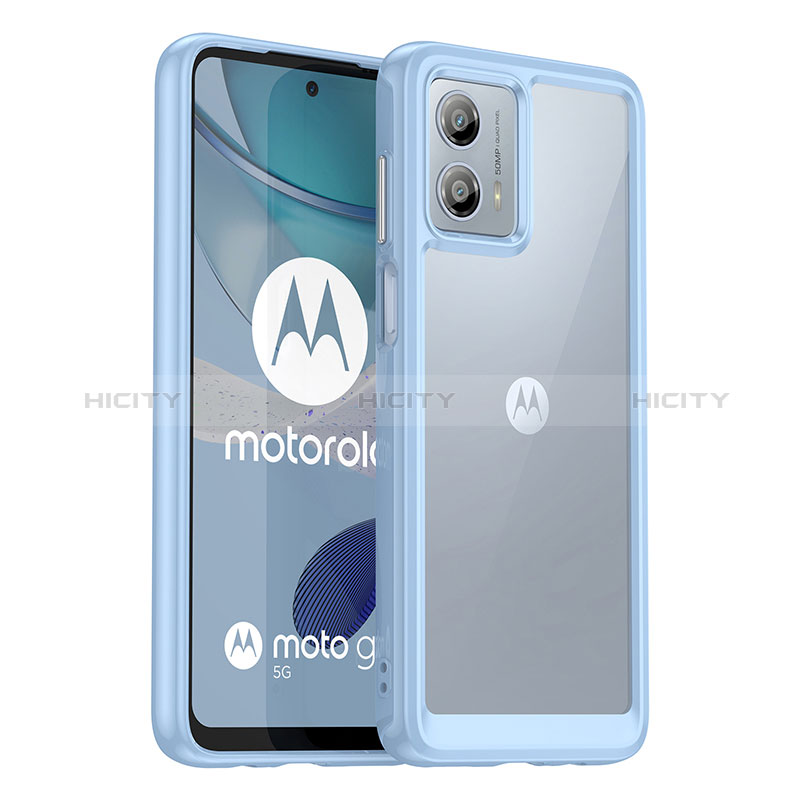 Silikon Schutzhülle Rahmen Tasche Hülle Durchsichtig Transparent J01S für Motorola Moto G53 5G Hellblau Plus