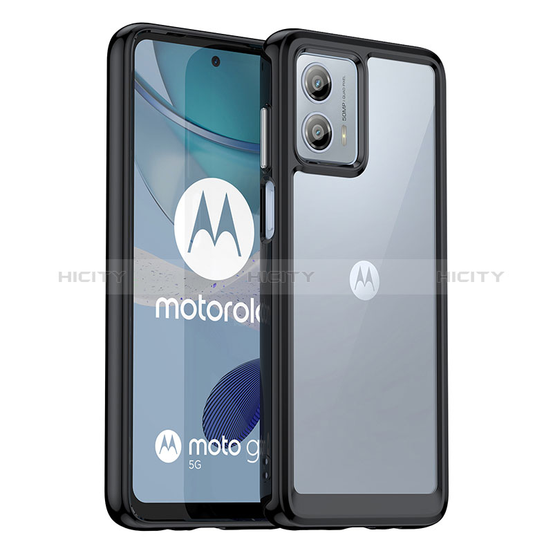 Silikon Schutzhülle Rahmen Tasche Hülle Durchsichtig Transparent J01S für Motorola Moto G53 5G Schwarz Plus