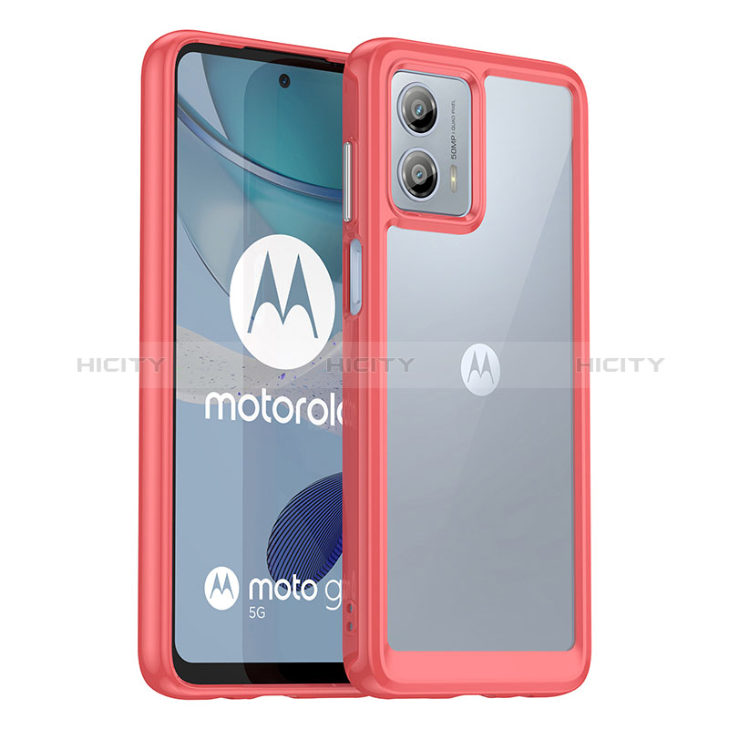 Silikon Schutzhülle Rahmen Tasche Hülle Durchsichtig Transparent J01S für Motorola Moto G53j 5G Rot