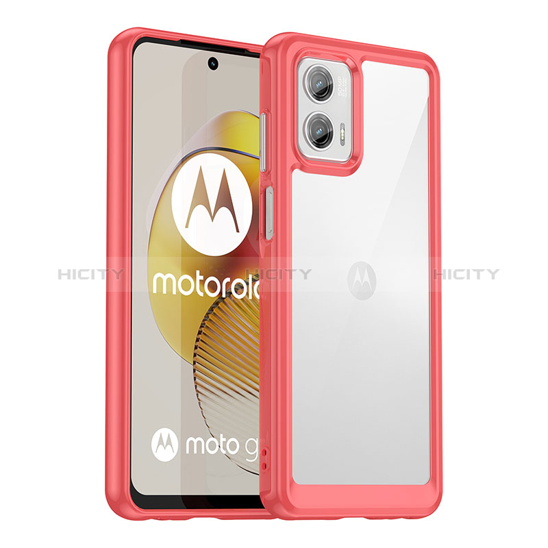 Silikon Schutzhülle Rahmen Tasche Hülle Durchsichtig Transparent J01S für Motorola Moto G73 5G Rot Plus