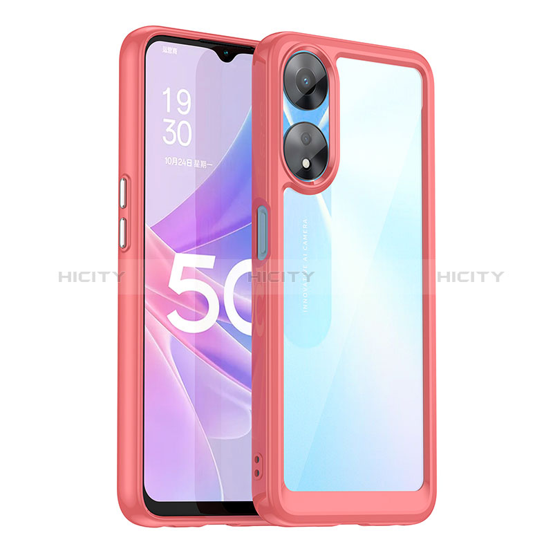 Silikon Schutzhülle Rahmen Tasche Hülle Durchsichtig Transparent J01S für Oppo A78 5G Rot