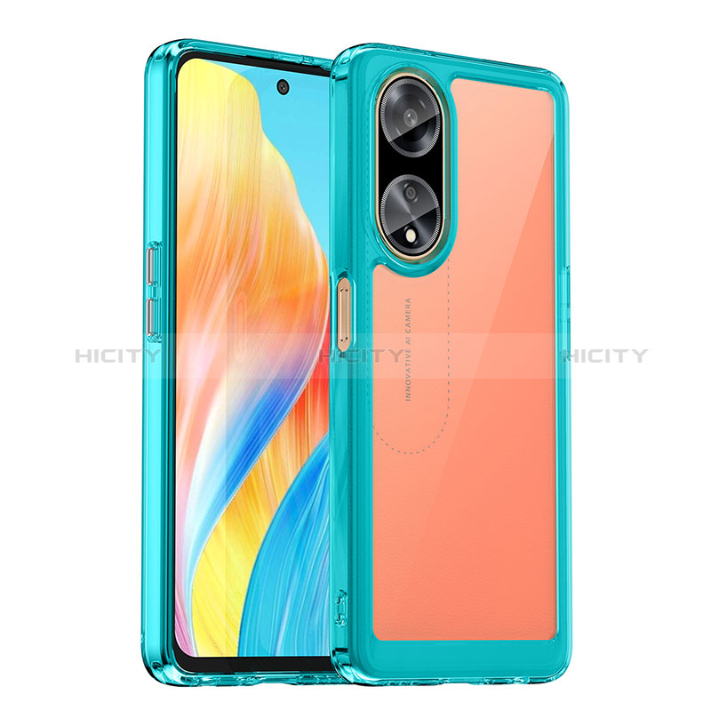 Silikon Schutzhülle Rahmen Tasche Hülle Durchsichtig Transparent J01S für Oppo F23 5G Cyan