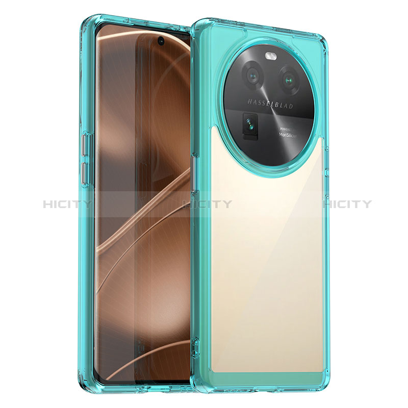 Silikon Schutzhülle Rahmen Tasche Hülle Durchsichtig Transparent J01S für Oppo Find X6 5G Cyan Plus