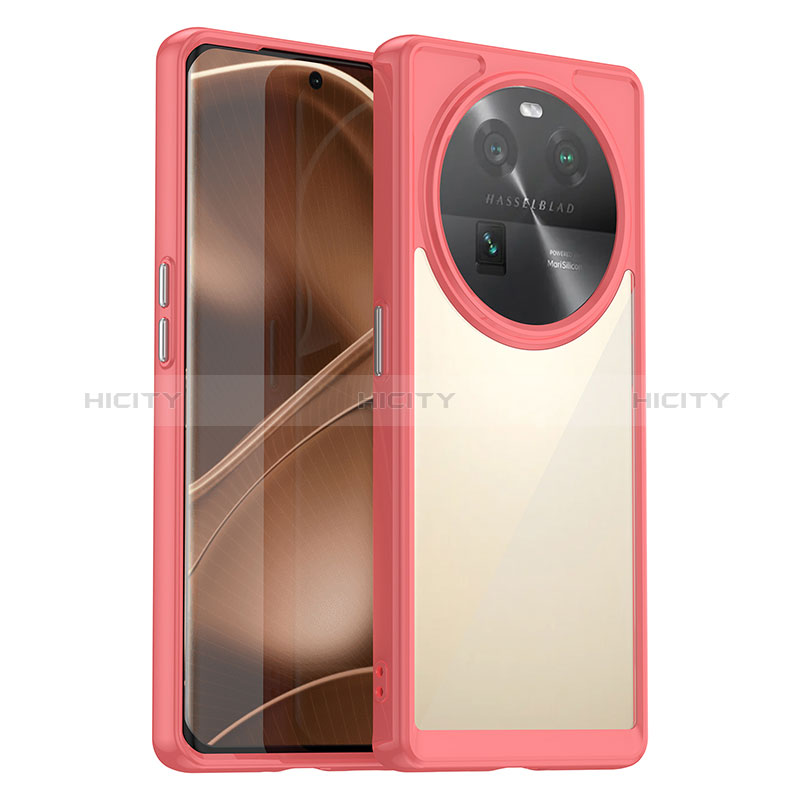 Silikon Schutzhülle Rahmen Tasche Hülle Durchsichtig Transparent J01S für Oppo Find X6 5G Rot