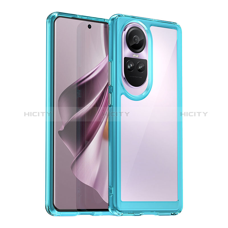 Silikon Schutzhülle Rahmen Tasche Hülle Durchsichtig Transparent J01S für Oppo Reno10 5G Cyan