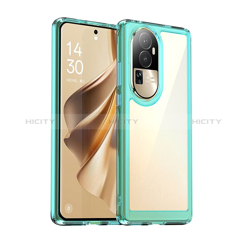 Silikon Schutzhülle Rahmen Tasche Hülle Durchsichtig Transparent J01S für Oppo Reno10 Pro+ Plus 5G Cyan Plus