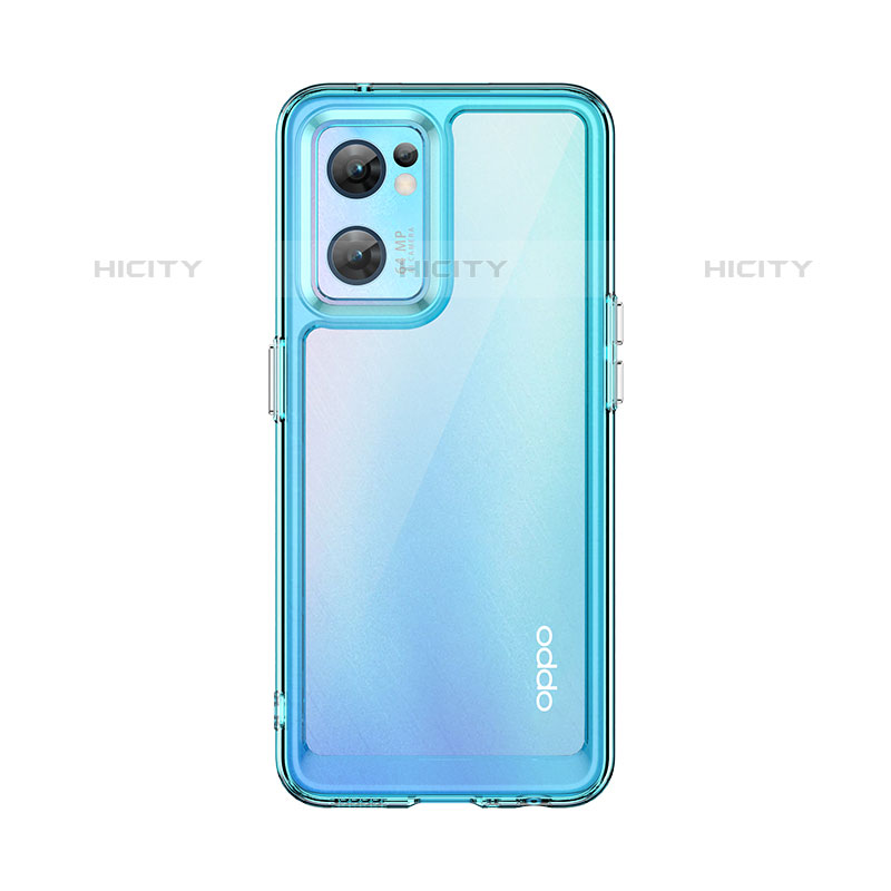 Silikon Schutzhülle Rahmen Tasche Hülle Durchsichtig Transparent J01S für Oppo Reno7 5G Cyan