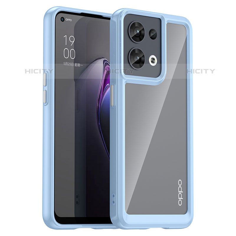 Silikon Schutzhülle Rahmen Tasche Hülle Durchsichtig Transparent J01S für Oppo Reno8 5G Blau