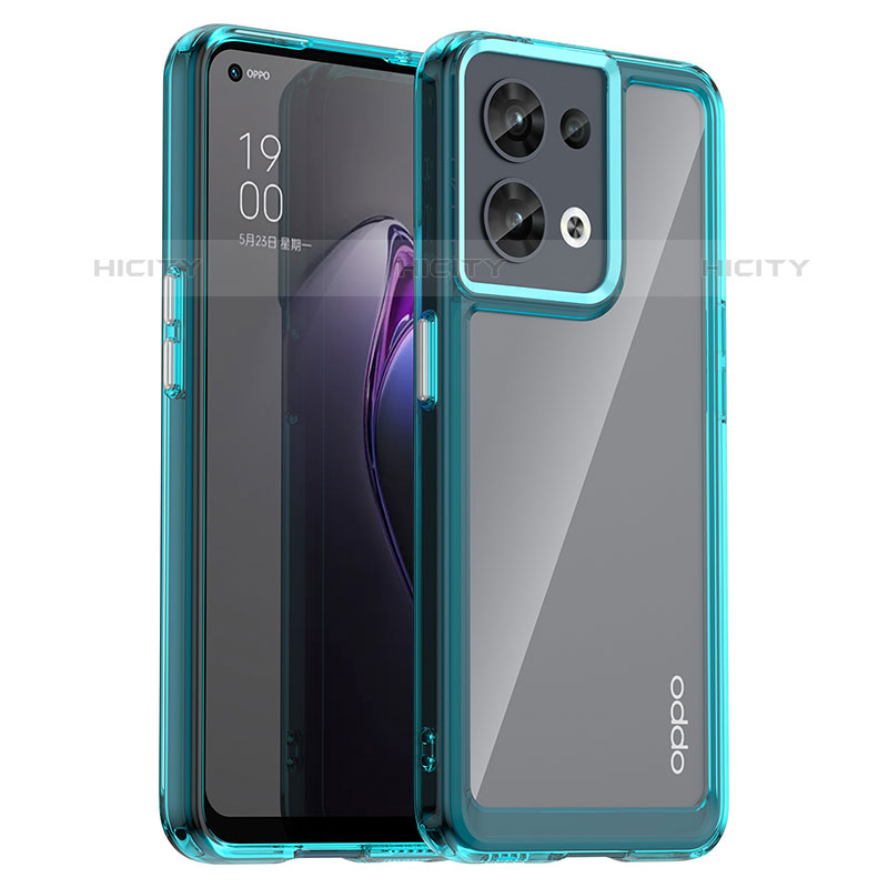 Silikon Schutzhülle Rahmen Tasche Hülle Durchsichtig Transparent J01S für Oppo Reno8 5G Cyan