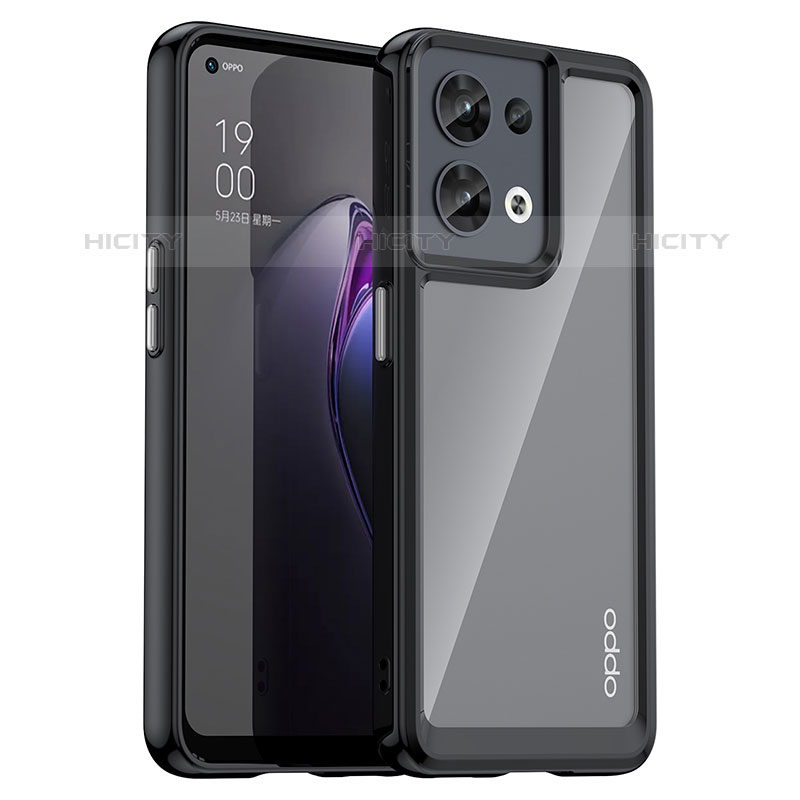 Silikon Schutzhülle Rahmen Tasche Hülle Durchsichtig Transparent J01S für Oppo Reno8 5G Schwarz