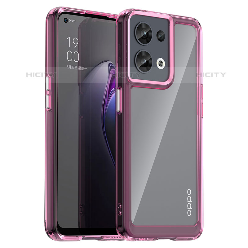 Silikon Schutzhülle Rahmen Tasche Hülle Durchsichtig Transparent J01S für Oppo Reno9 Pro 5G Helles Lila