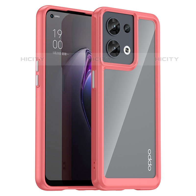 Silikon Schutzhülle Rahmen Tasche Hülle Durchsichtig Transparent J01S für Oppo Reno9 Pro 5G Rot