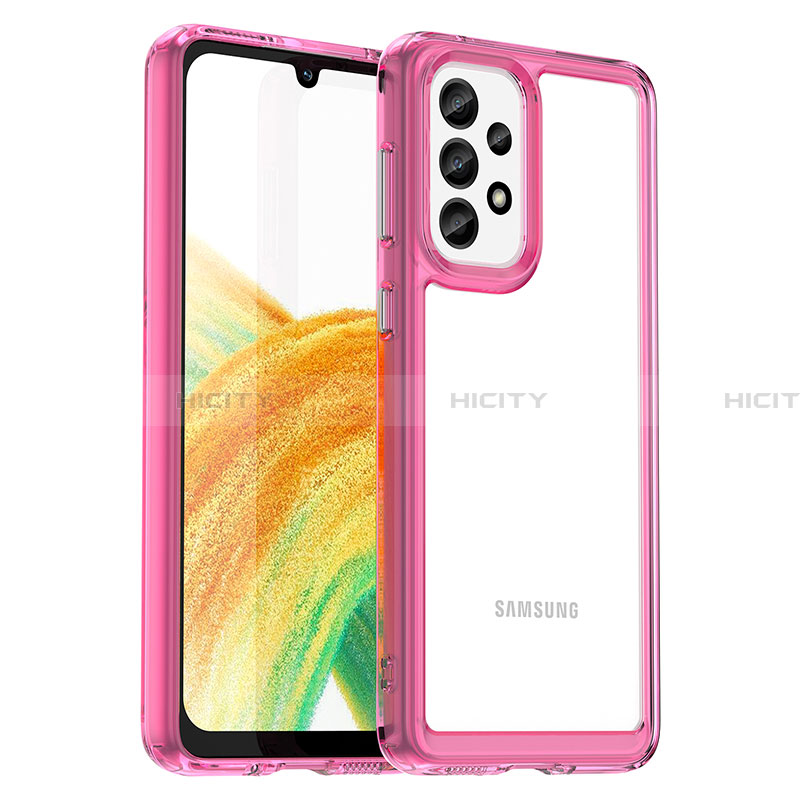 Silikon Schutzhülle Rahmen Tasche Hülle Durchsichtig Transparent J01S für Samsung Galaxy A33 5G Pink