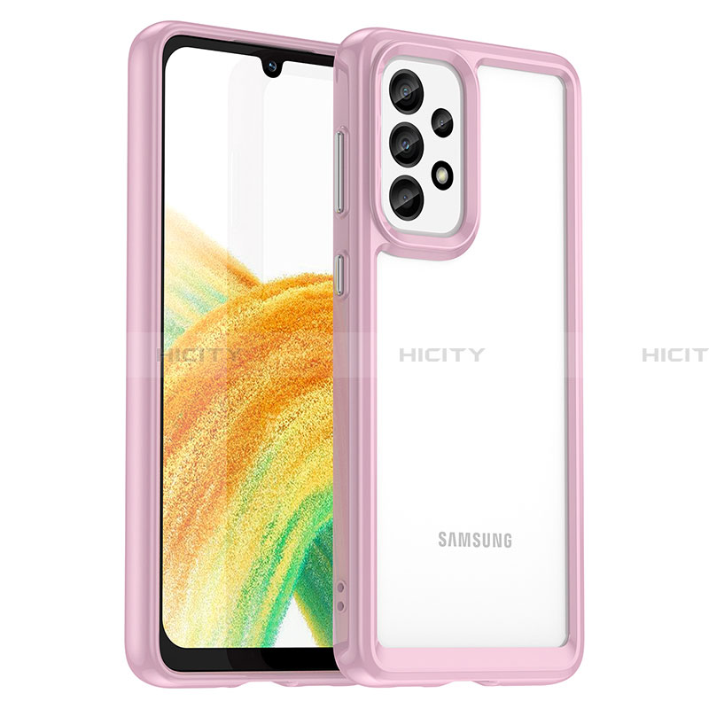 Silikon Schutzhülle Rahmen Tasche Hülle Durchsichtig Transparent J01S für Samsung Galaxy A33 5G Rosa